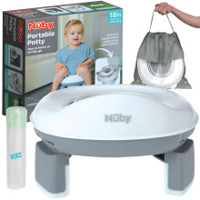Nuby Portable Travel Potty - at Home or On The Go | Storage Bag | 20 Disposable Potty Liners Included | Suitable from 18+M
