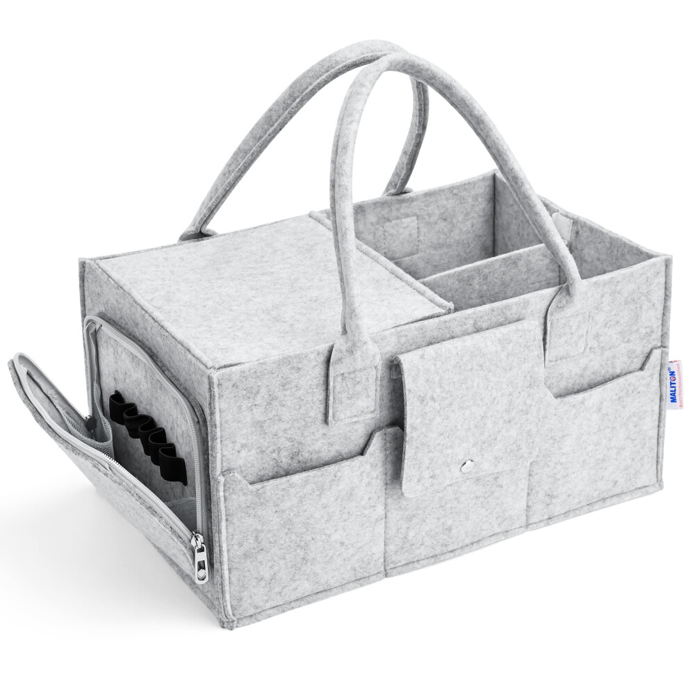 Maliton Nappy Caddy, Baby Essentials For Newborn Diaper Caddy With Lid, Sturdy Portable Washable Baby Caddy With Detachable Compartments. Baby Shower