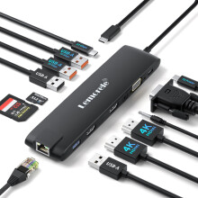 Docking Station USB C/A 10 Gbps 3*Display 13 in 1, 2025 Upgrade Lemorele USB Hub 2 x 4K HDMI, Gigabit Ethernet, 4 x USB 3.0/2.0, VGA, Type-C 3.1, PD