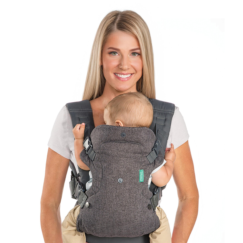INFANTINO,1 Count (Pack of 1) Flip Advanced 4-in-1 Grey Carrier - Ergonomic, convertible, face-in and face-out front and back carry for newborns and