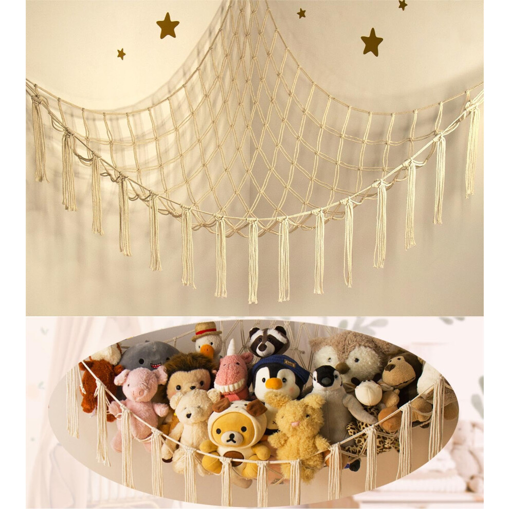 Stuffed Animal Storage Hammock - Baby Toy Hammock Net For Stuffed Animals Cute Room Decor -Large Stuff Animal Organizer Holder For Plush Plushie - Mirolam