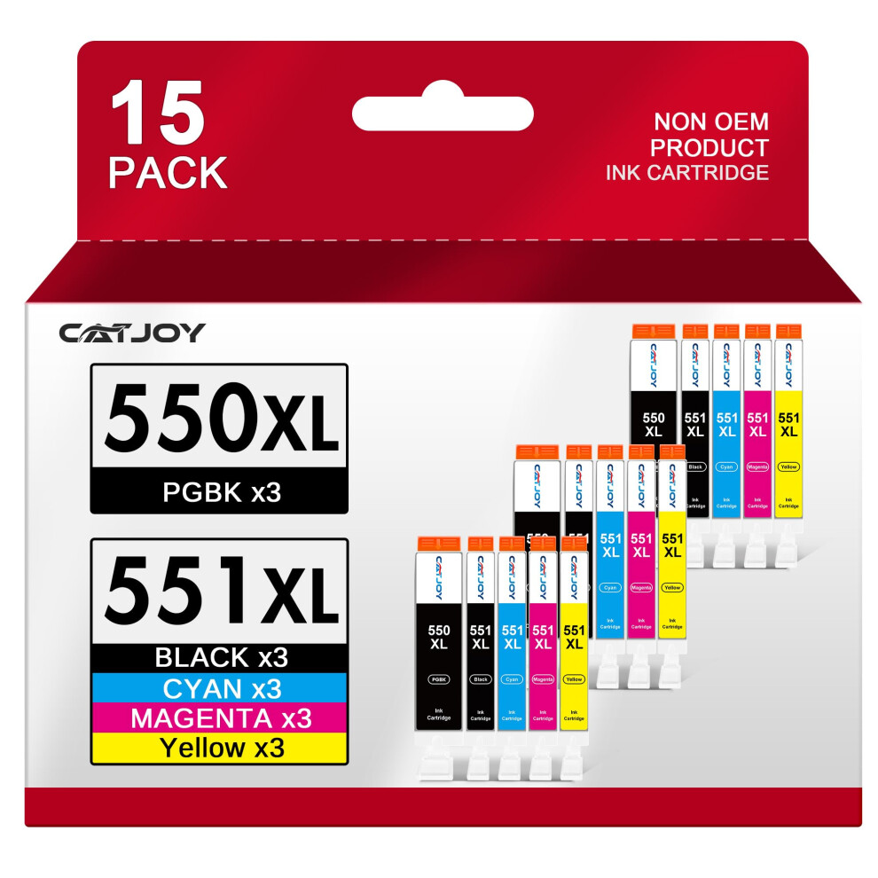 Catjoy 550 551XL Ink Cartridges Replacement For Canon Pgi-550Xl Cli-551Xl For Canon Pixma Ix6850 Ip8750 Mx925 Mg5550 Mg5650 Mg6450 Mg6650 Mg7150 8000000700032