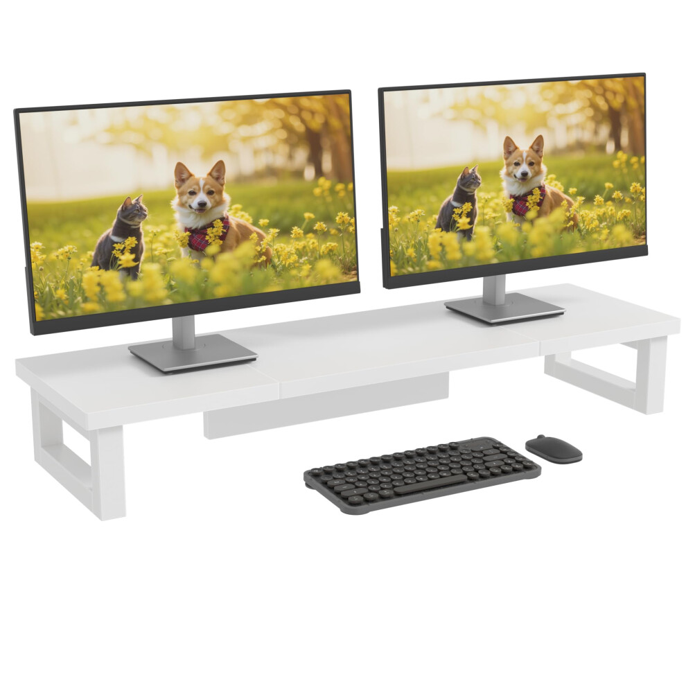 Photos - Other for Computer OYRREU Dual Monitor Riser, 91x26cm, Double Monitor Stand for Desks, Laptop PC Computer Screen Stand, White