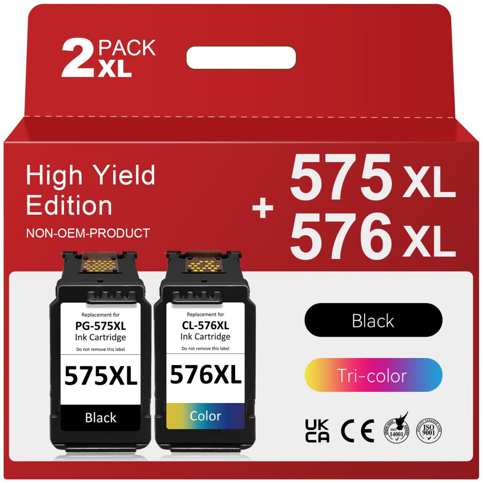 Pg-575Xl Cl-576Xl Ink Cartridges Xl, Remanufactured 575 576 Ink Cartridge Replacement For Canon 575 576 Xl, Compatible With Pixma Ts3550i Ts3551i 8000000700438