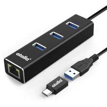 Atolla Aluminium USB Hub with 3 USB 3.0 Ports and Gigabit Ethernet Network Adapter for Windows 10, 8.1, 8, 7, Vista, XP, Linux, Mac OS X