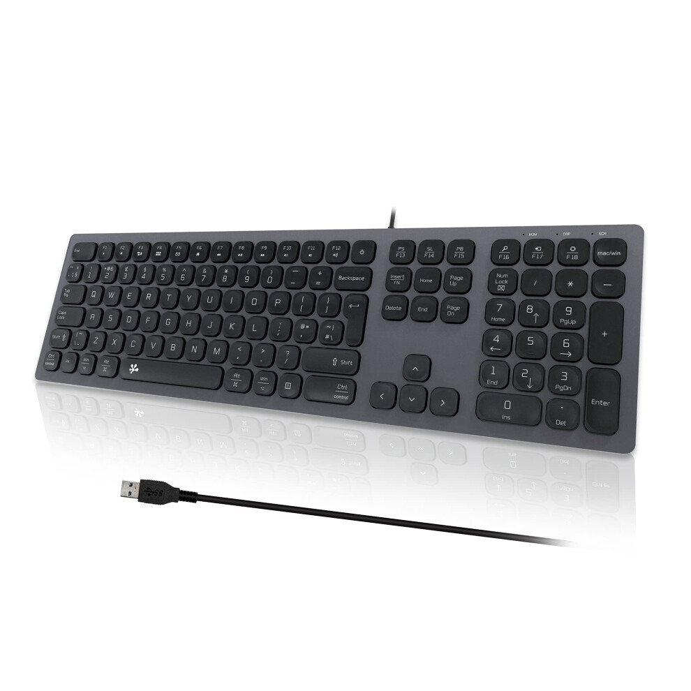 B.friendit Slim Usb Wired Keyboard ? Uk Layout Soft Touch And Quiet Key, Compatible With Apple Imac, Macbook, Mac And Pc, Computer Keyboard With 8000000701244