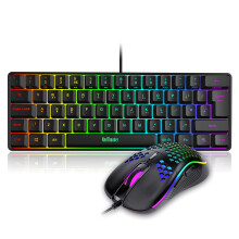 RedThunder 60% RGB Gaming Keyboard and Mouse Combo, UK Layout Ultra Compact Backlit Mini Keyboard, Lightweight 7200 DPI Cellular Optical Mouse,