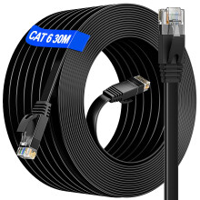 Ethernet Cable 30m Outdoor & Indoor, Long Ethernet Cable High Speed, Cat 6 Flat Gigabit Anti-Interference Internet Cable, For Home/Router/Switch(30