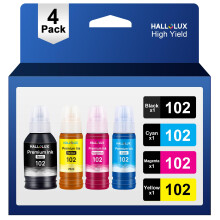 HALLOLUX 102 Ink Compatible for Epson 102 Ink Bottle Multipack for Epson EcoTank ET-2700 ET-2750 ET-2751 ET-2756 ET-3700 ET-3750 ET-4750 ET-15000 (102