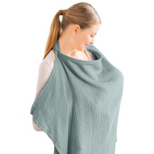 Aolso Breastfeeding Cover Nursing Cover, Muslin Cotton Soft Breathable Nursing Cover, Adjustable Strap Breast Feeding Coverall for Car Seat Blanket