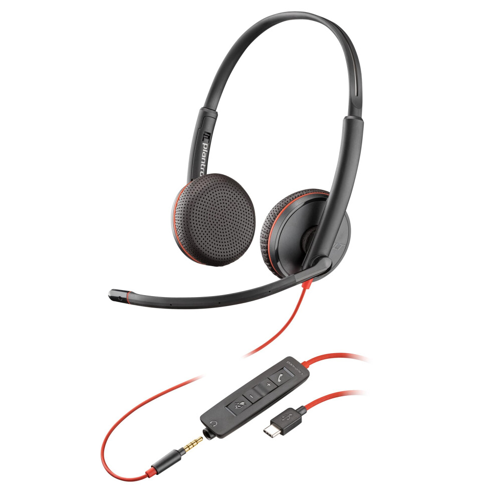 Photos - Headphones Poly Blackwire 3225 Wired Headset - Noise-Canceling Mic ? Stereo Design - Connect to PC/Mac/Mobile via USB-C, USB-A, or 3.5m 