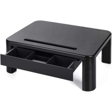 LORYERGO Monitor Stand for Desk, Height Adjustable w/Drawer, Computer Stand w/Cellphone Holder, Monitor Riser, Small Printer Stand, Monitor Stand