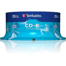 Verbatim 43432 25 Spindle Pack, Bulk Pack 25 x CD-R Blank Discs with Extra Protection, 52x Speed, 700 MB