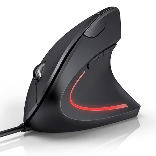 TeckNet TECKNET Wired Ergonomic Mouse, 6400DPI Wired Vertical Mouse 6-Button Silent Mouse with 4 Adjustable Levels DPI, 1.5 m USB Cable Optical WiredMouse for