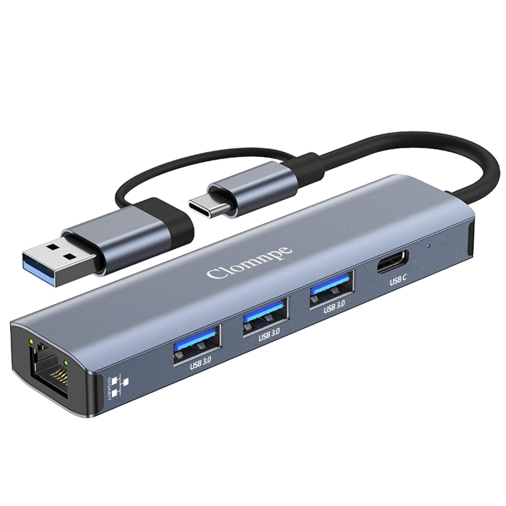 5 In 2 Usb C Hub Ethernet 1000M, Usb To Ethernet Adapter, Usb Type-C Gigabit Rj45 Lan Network Adapter With 3 *Usb 3.0 & Usb-C Ports For Macbook Xps 8000000708472
