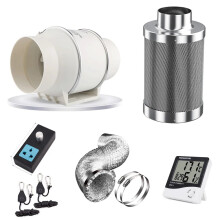 Verstelbare snelheid groeikelder kit: 4-6 inch centrifugale ventilatoren en actief koolstoffilter voor hydroponische LED- en HPS-systemen
