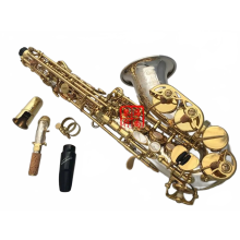 Premium SC 9937 Gebogen Nek Sopranino Saxofoon in B Flat - Messing en Nikkelen Zilver Gepolijst met Mondstuk en Koffer
