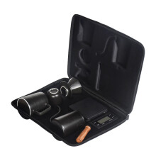 Premium outdoor kampeer koffieset met elektronische weegschaal en keramische accessoires