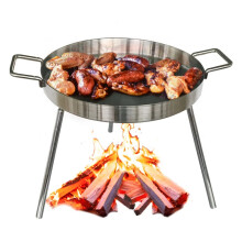 Compact roestvrijstalen en houten grillpan met afneembare poten - perfect voor kamperen en barbecues