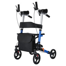 4-wielstaande rolstoel met opvouwbare rollator, gevoerde armleuningen en een capaciteit van 136 kilogram