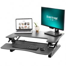 Verstelbare opvouwbare sta-bureau converter voor zit-sta werkplek met hoogteverstellend frame