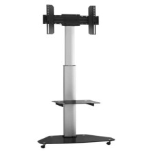 Verstelbare mobiele tv-standaard van aluminiumlegering voor 37-70 inch platte schermen met wielen