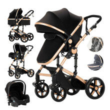 3-in-1 Lichtgewicht Kinderwagen en Wandelwagen met Vierwiel-Design voor Pasgeborenen