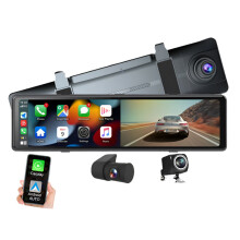 2,5K achteruitkijkspiegel dashcam met CarPlay en Android Auto - 1440p videoregistrator, WiFi, loopopname, telefoonapp-integratie