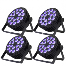 Shehds 4-Pack Aluminium Alloy LED Platte Par Lichten - 18x12W RGBW & 18x18W RGBWA UV DMX512 voor Disco, DJ en Kerstevenementen