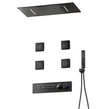 Elegant gietijzeren grijs messing douche systeem met verborgen LED-display en dubbele temperatuurregeling