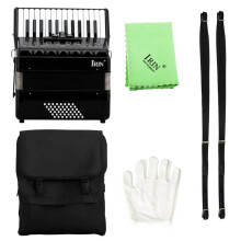 Irin 26-toets 48-bas Black accordeon met draagtas - Perfect muziekinstrument cadeau voor kinderen en beginners