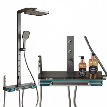 Thermostatische Regen Digital Douchesysteem met Spa Taille Spray & Piano-Inspiratieontwerp