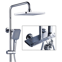Zwarte wandgemonteerde thermostatische regen douche set met pianotoetsbediening