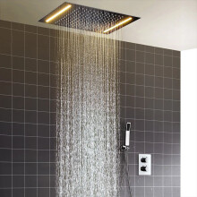 Chrome Verborgen Thermostatische Regen douche systeem met LED Regen douchekop