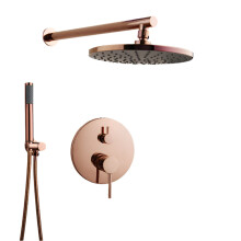 Roze Goud Wandgemonteerde Regen Douche Set met Messing Mengkraan en Douchekop
