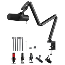Verstelbare aluminium microfoonarm met kabelbeheer voor desktop podcasting
