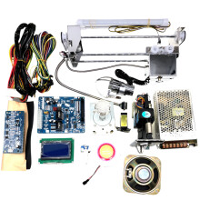 Doe-het-zelf mini-klauwkraanmachinetje kit met LED-knoppen, joystick en muntinworp - 30 cm gantry-spelbord