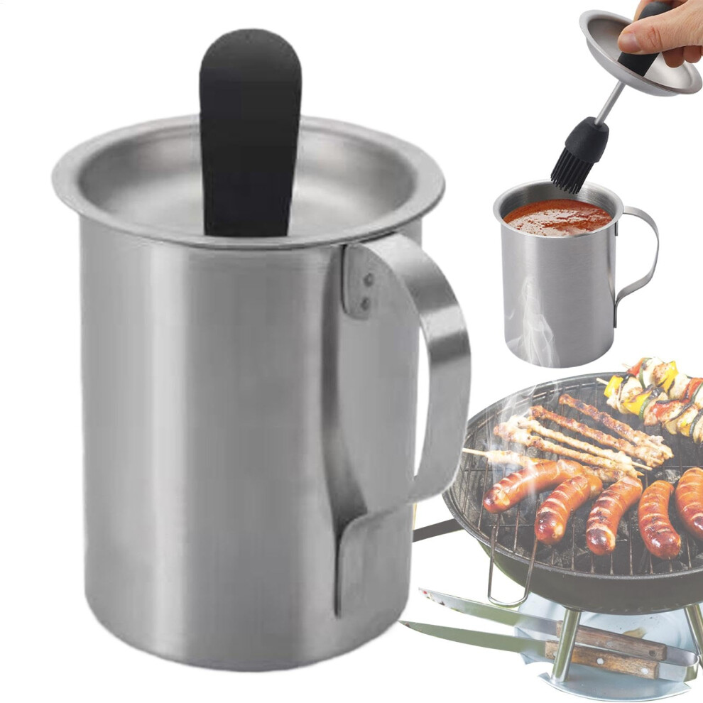BBQ Basting Pot with Basting Brushes Set, Stainless Steel