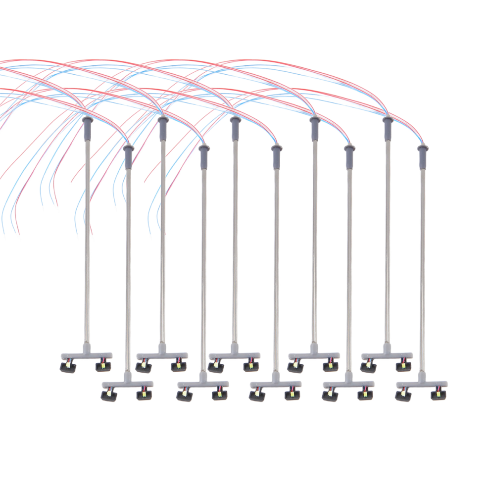 Lot de 10 mini lampadaires à 2 LED, échelle 1:100 Ho, éclairage de paysage