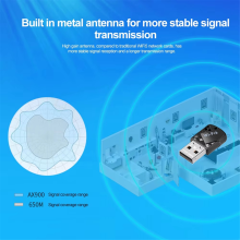 AX900 USB WiFi 6-adapter 900 Mbps Bluetooth 5.4 2-in-1-dongle 2.4G 5G W