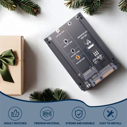 Adattatore da SSD M.2 NGFF () a 2,5" con socket B+M nero per 2230/2242/2 1