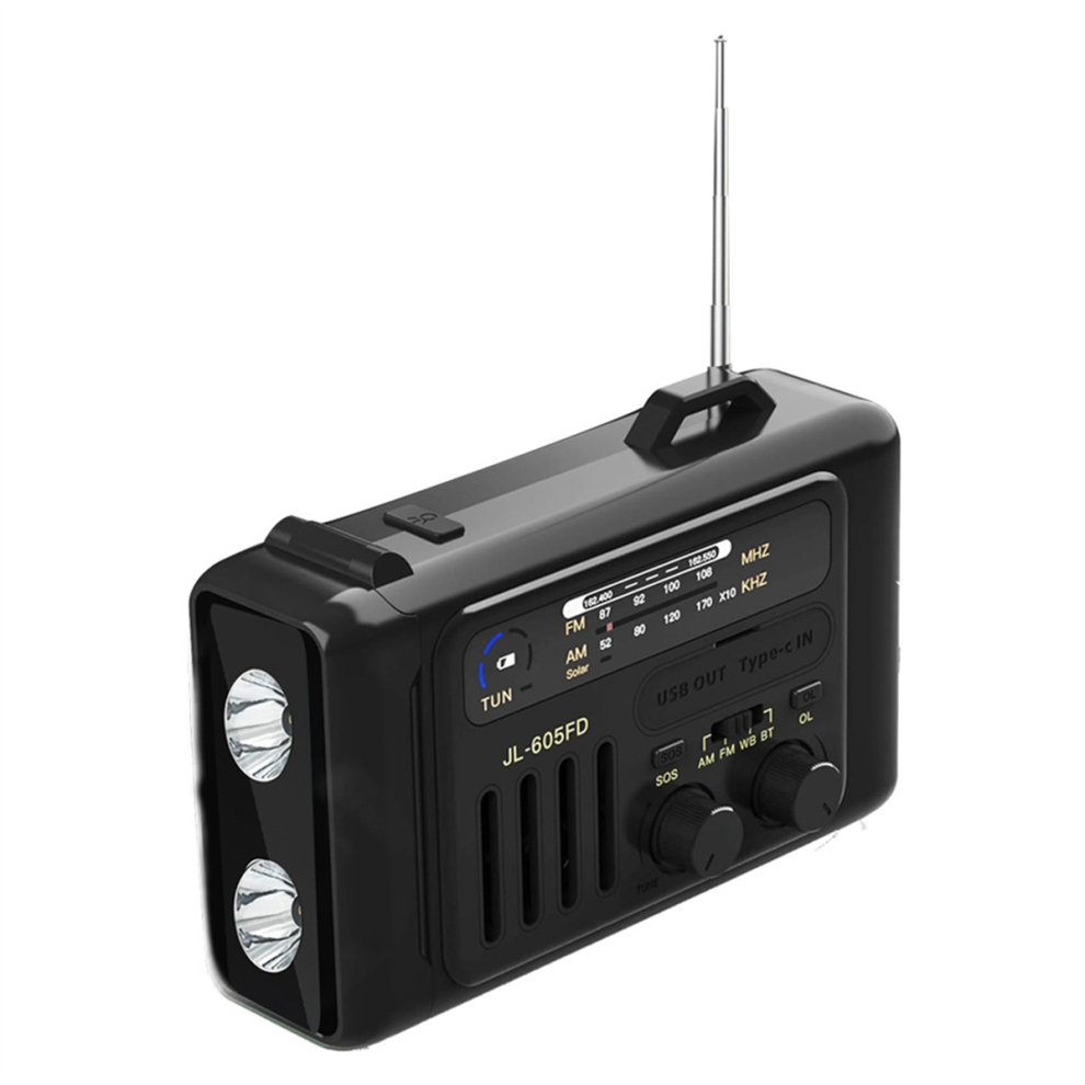 Radio Portatile Multifunzionale A Manovella Solare Am/Fm/Noaa Bluetooth S