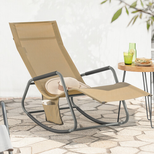 SoBuy Πτυσσόμενη Ξαπλώστρα Κούνια Χακί 143x57x85cm 1