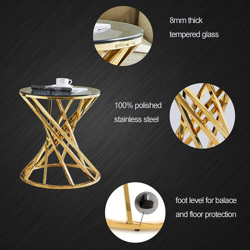 AINPECCA Gold Side Table Luxury Coffee Table Bedside Table 2