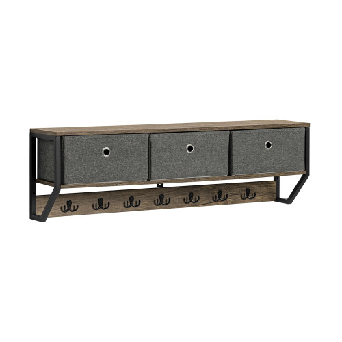 SoBuy Wall Coat Rack with 3 Baskets & 7 Hooks