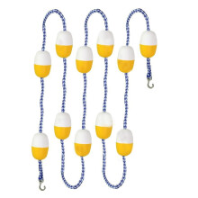 partition for swimming pool, adjustable length, lane divider with hooks and buoys (yellow, 15m)