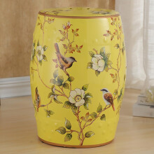 Ceramic Garden Drum Stool In Country Style With Hollowedout Flower And Bird