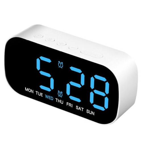 LED Electric Digital Alarm Clock Mains Power Mirror Display Bedroom Bedside 1