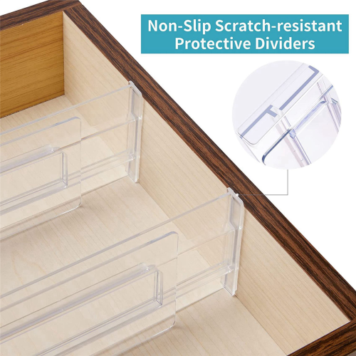 Drawer Dividers 8 Pack, Adjustable Drawer Organizer, Clear Plastic 1
