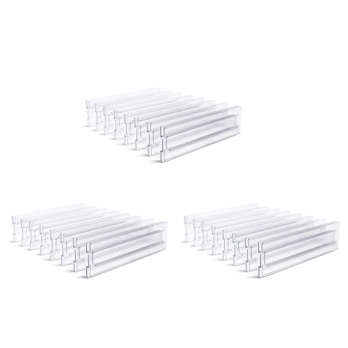 Drawer Dividers 8 Pack, Adjustable Drawer Organizer, Clear Plastic